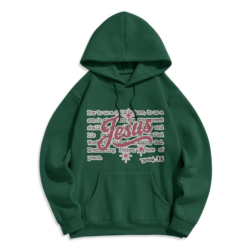 Christianartworkshop Jesus Christmas Isaiah 9:6 Prophecy Fleece Lined Polyester Hoodie - Green - 2XL - image 4