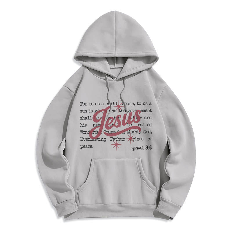 Christianartworkshop Jesus Christmas Isaiah 9:6 Prophecy Fleece Lined Polyester Hoodie - Grey - 2XL - image 8