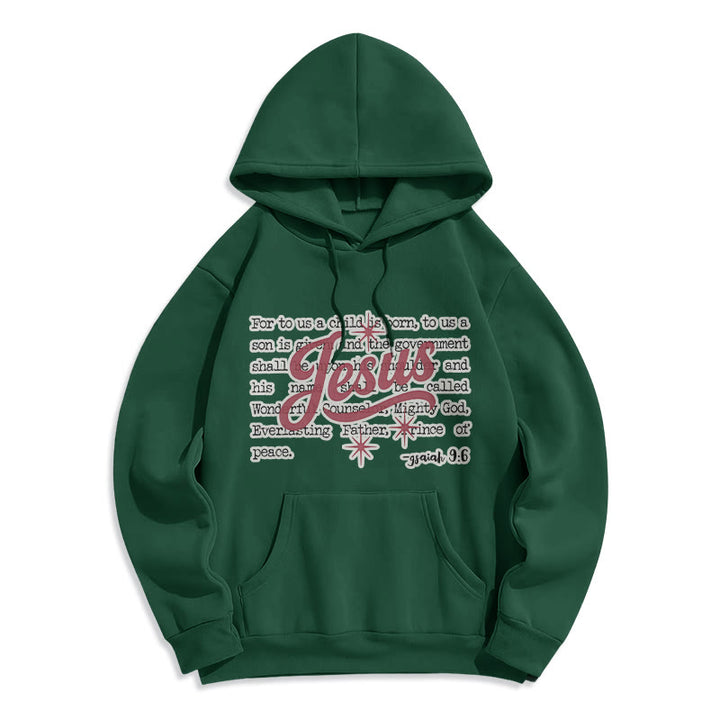 Christianartworkshop Jesus Christmas Isaiah 9:6 Prophecy Fleece Lined Polyester Hoodie - Green - 2XL - image 4