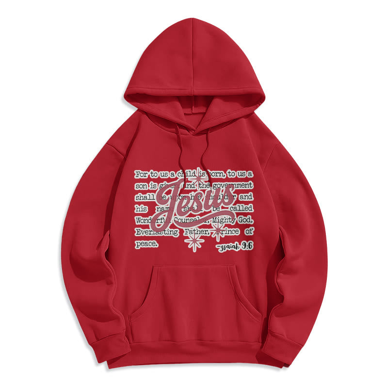 Christianartworkshop Jesus Christmas Isaiah 9:6 Prophecy Fleece Lined Polyester Hoodie - Red - 2XL - image 5