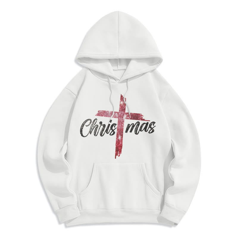Christianartworkshop Christmas Cross Festive Fleece Lined Polyester Hoodie - White - 2XL - image 2