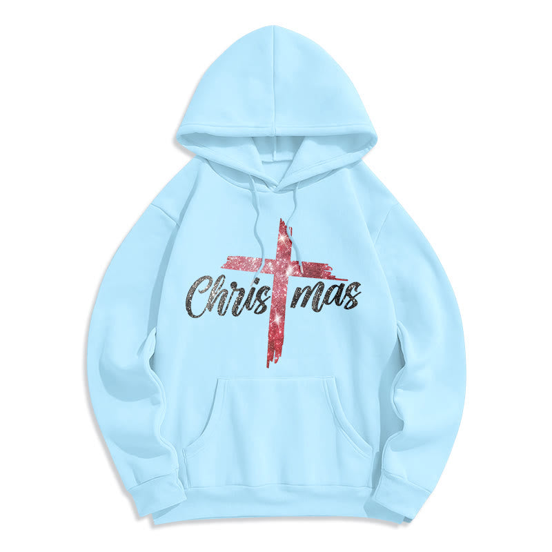 Christianartworkshop Christmas Cross Festive Fleece Lined Polyester Hoodie - Blue - 2XL - image 7