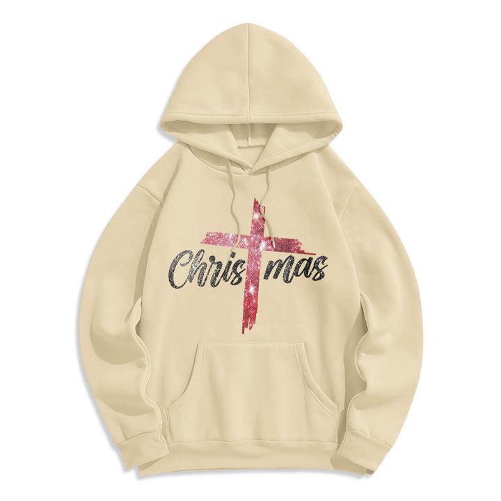 Christianartworkshop Christmas Cross Festive Fleece Lined Polyester Hoodie - Beige - 2XL - image 8