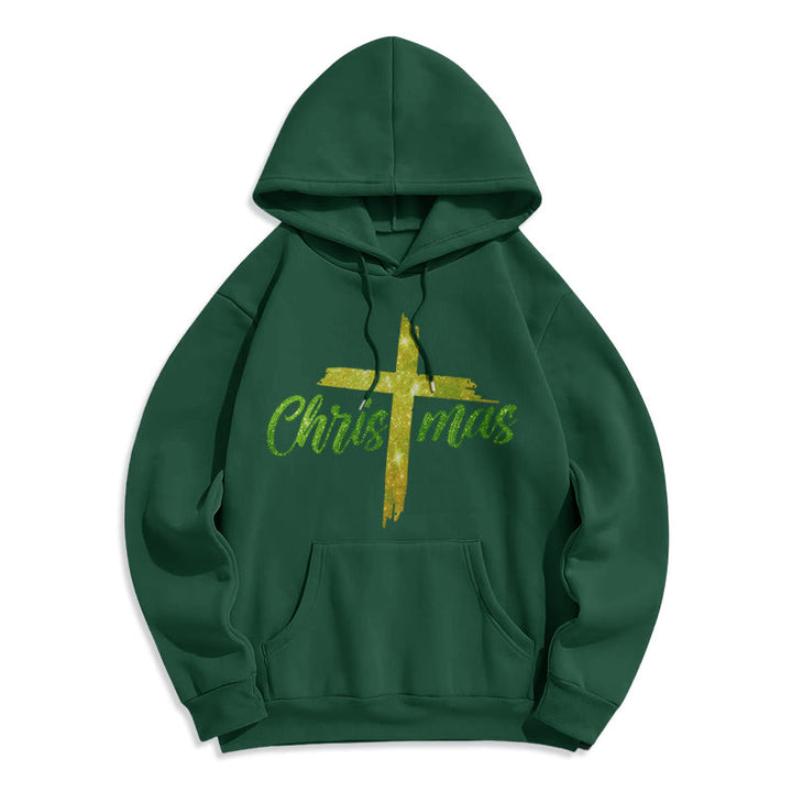Christianartworkshop Christmas Cross Festive Fleece Lined Polyester Hoodie - Green - 2XL - image 5