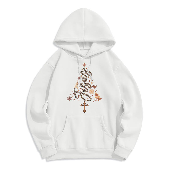 Christianartworkshop Jesus Christmas Tree Faith Fleece Lined Polyester Hoodie - White - 2XL - image 3