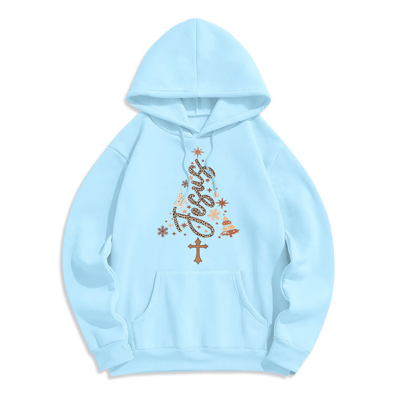 Christianartworkshop Jesus Christmas Tree Faith Fleece Lined Polyester Hoodie - Blue - 2XL - image 8