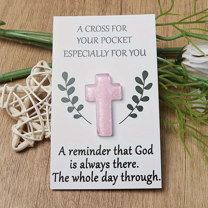Christianartworkshop Glittered Pocket Cross: Portable Faith Reminder for Daily Carry - Pink - image 5