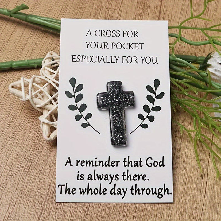 Christianartworkshop Glittered Pocket Cross: Portable Faith Reminder for Daily Carry - Black - image 4