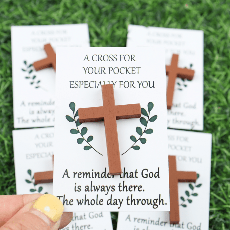 FREE Today: God is Always There Pocket Cross: Portable Divine Presence Token - Brown - image 3