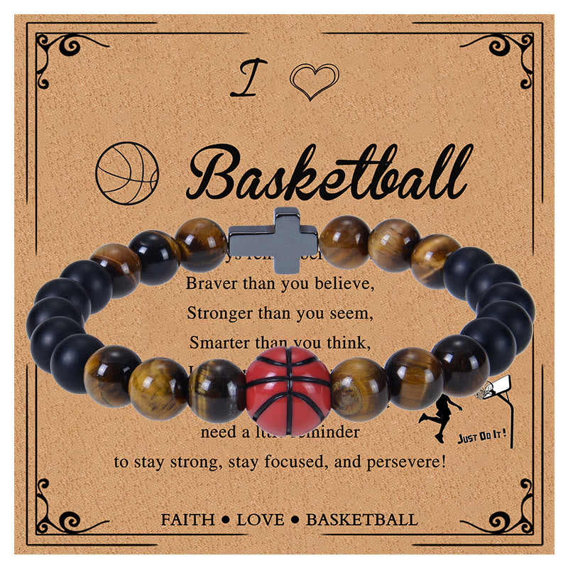 Christianartworkshop Tiger Eye & Matte Sport Bracelet: Constant Strength Reminder for Daily Life - Basketball - image 0