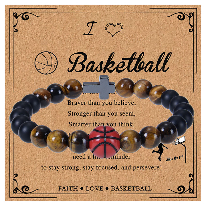 Christianartworkshop Tiger Eye & Matte Sport Bracelet: Constant Strength Reminder for Daily Life - Basketball - image 0