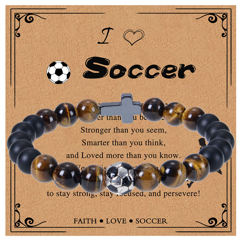 Christianartworkshop Tiger Eye & Matte Sport Bracelet: Constant Strength Reminder for Daily Life - Soccer - image 0