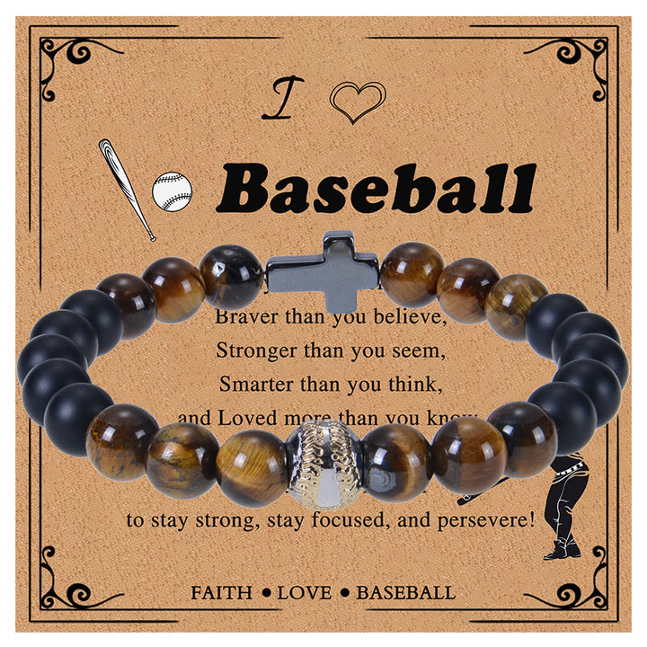 Christianartworkshop Tiger Eye & Matte Sport Bracelet: Constant Strength Reminder for Daily Life - Baseball - image 6