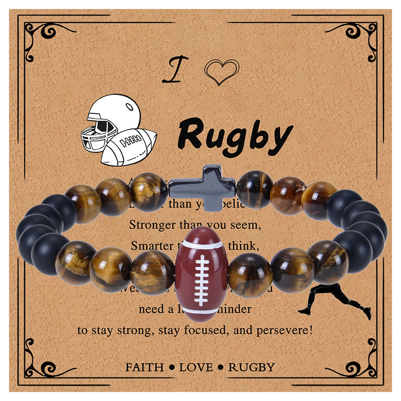 Christianartworkshop Tiger Eye & Matte Sport Bracelet: Constant Strength Reminder for Daily Life - Rugby - image 4