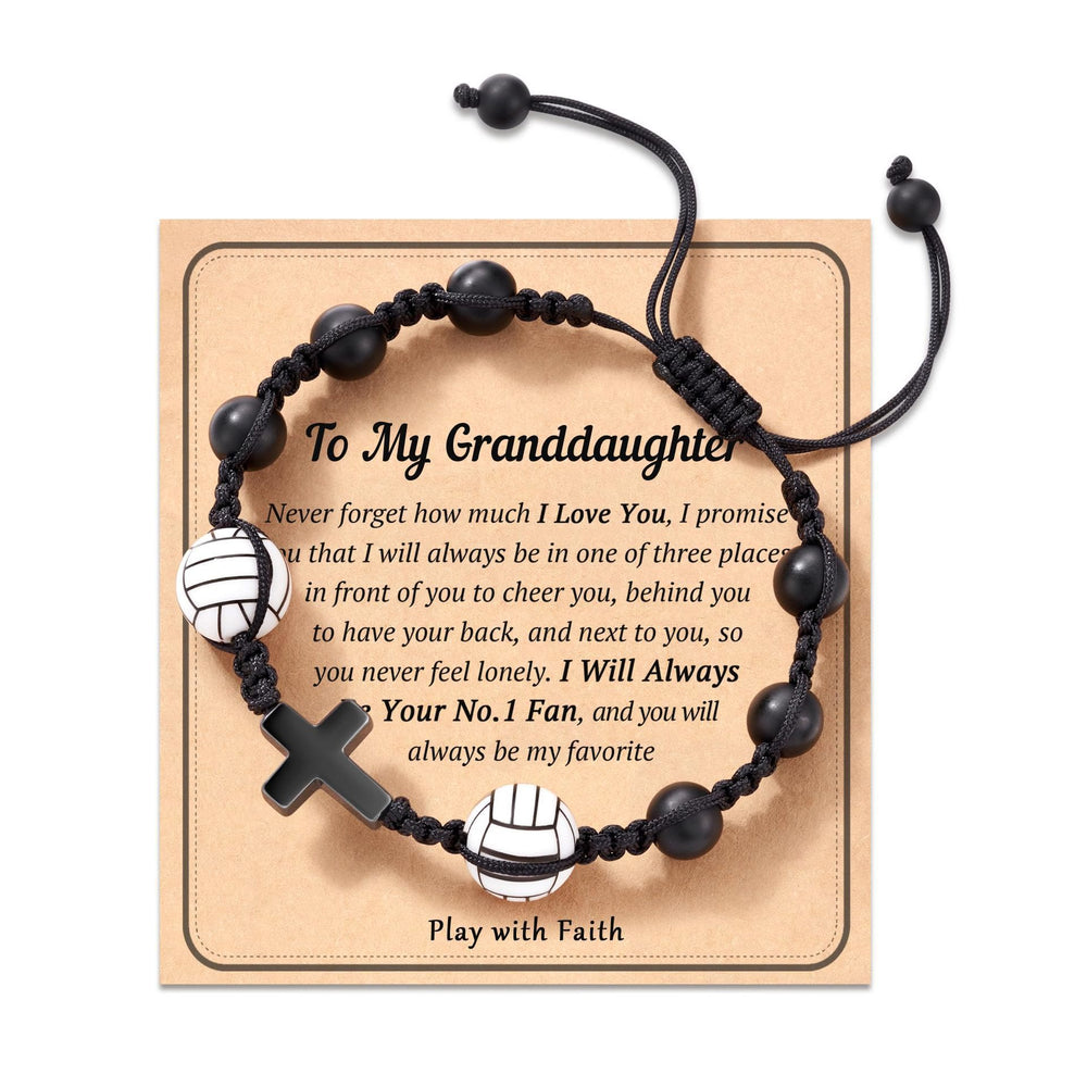 Christianartworkshop Sport-Themed Faith Bracelet: Heartfelt Message Card for Daily Wear - Volleyball-Granddaughter - image 1