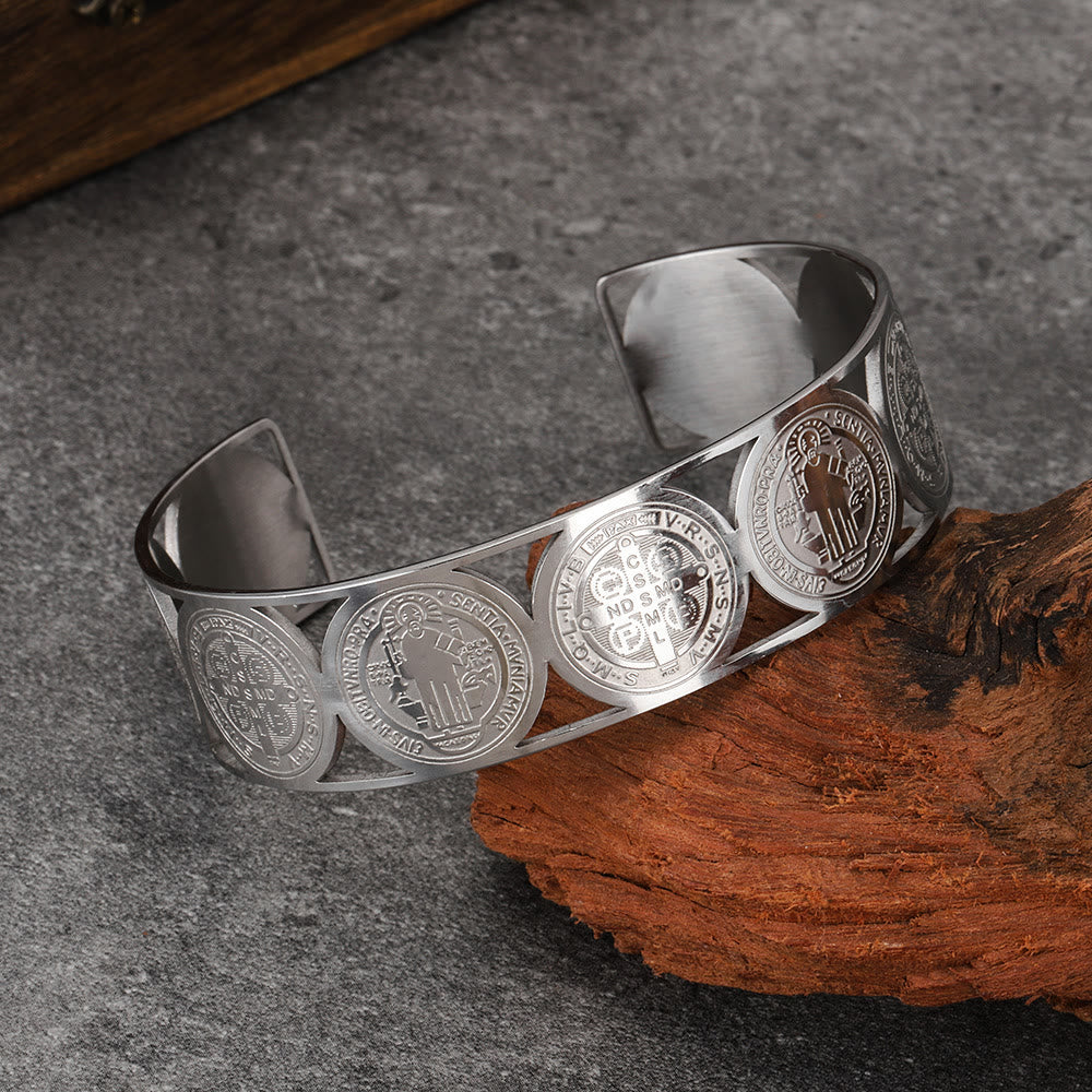 Christianartworkshop St. Benedict Medal Bracelet: Portable Reminder of Divine Grace - Silver - image 6