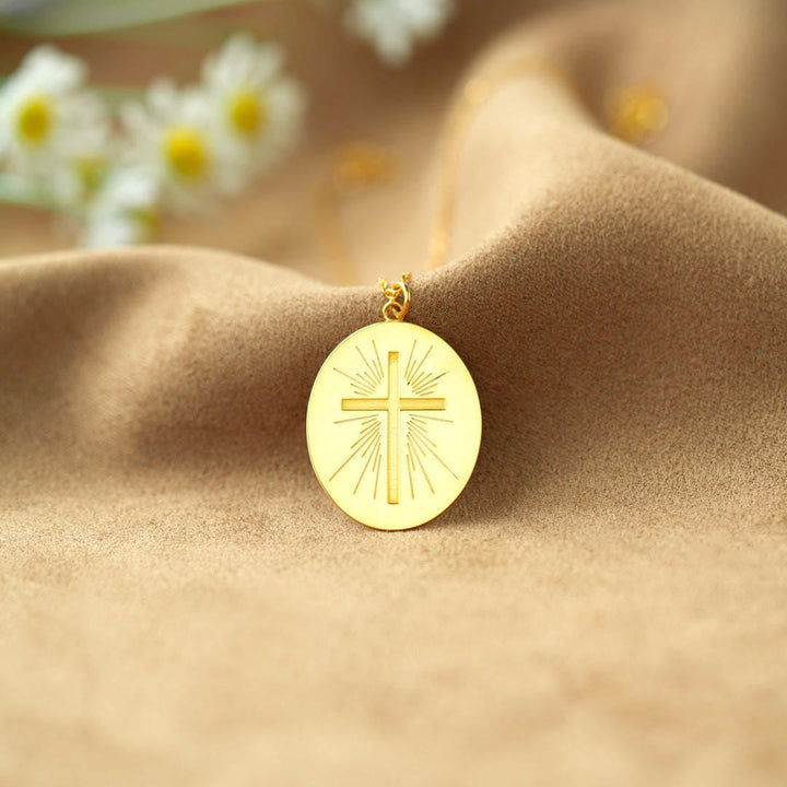 Christianartworkshop Radiant Cross Disc Necklace: Wearable Faith Token for Daily Carry - image 3