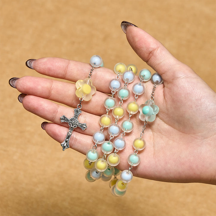 Christianartworkshop Pastel Floral Easter Rosary with Jesus Heart Medal: Prayer Beads for Spring Gift - image 1