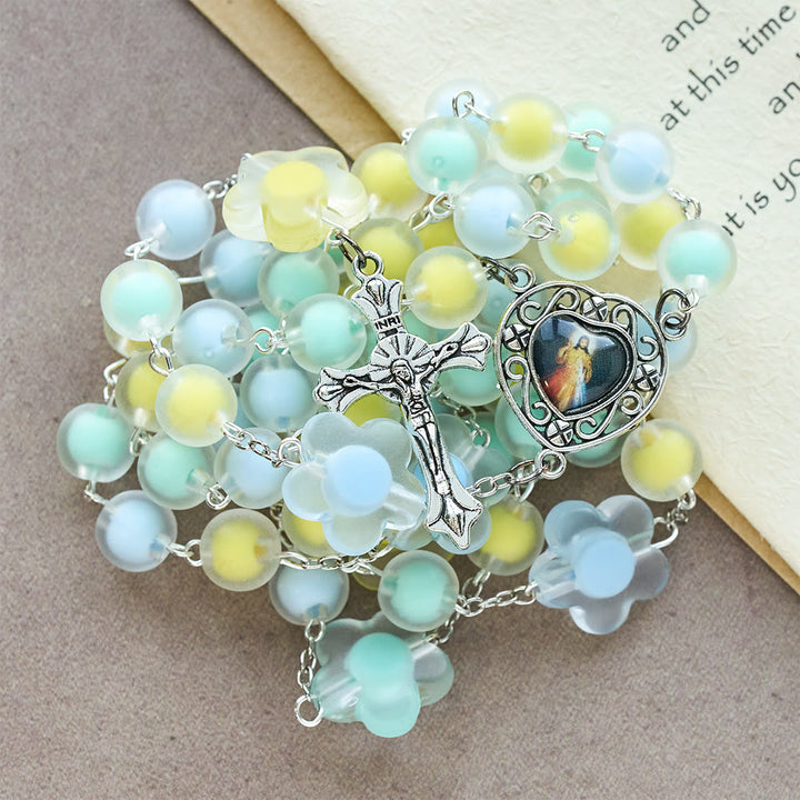 Christianartworkshop Pastel Floral Easter Rosary with Jesus Heart Medal: Prayer Beads for Spring Gift - image 8