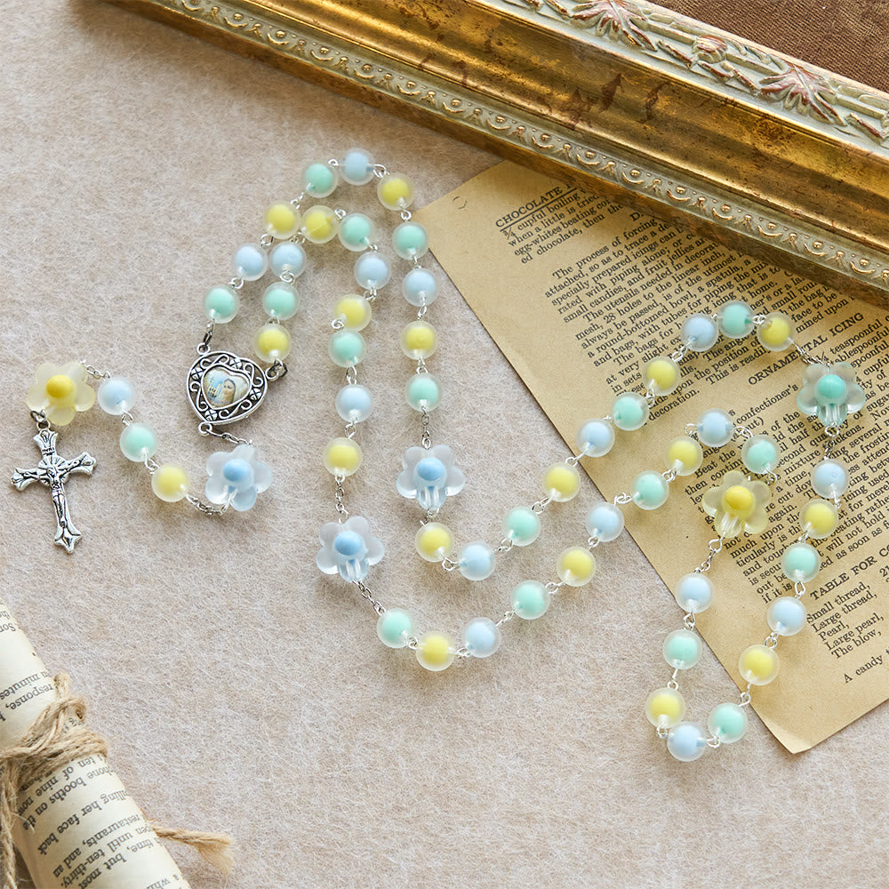 Christianartworkshop Pastel Floral Rosary with Jesus Heart Medal: Gentle Faith Companion for Prayer - image 4