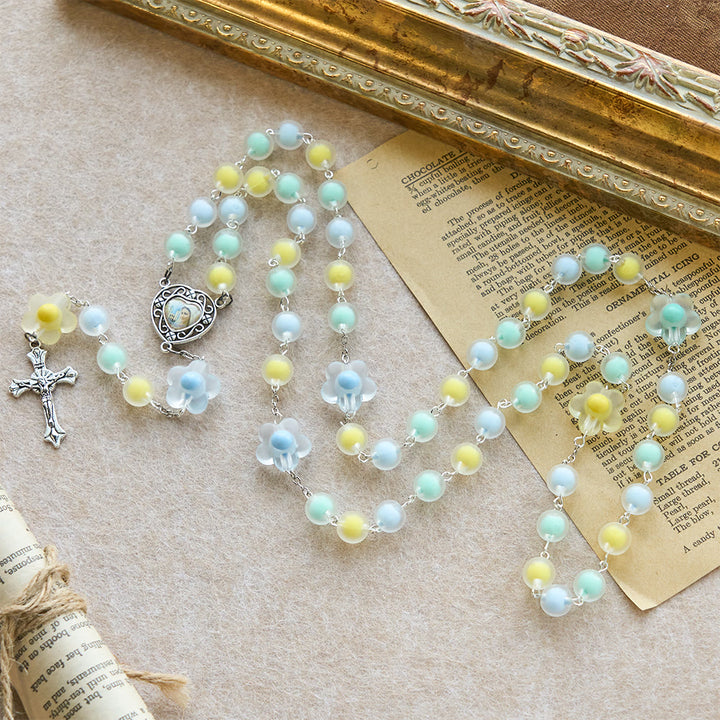 Christianartworkshop Pastel Floral Rosary with Jesus Heart Medal: Gentle Faith Companion for Prayer - image 4