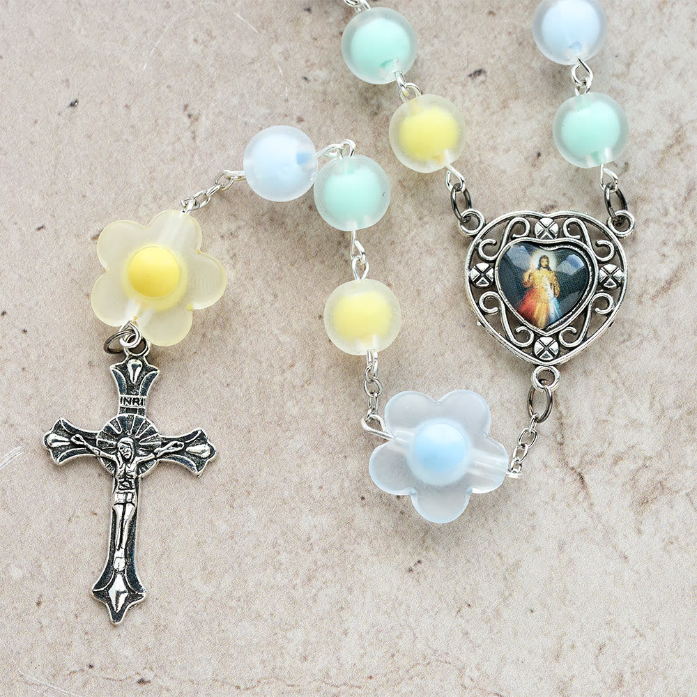 Christianartworkshop Pastel Floral Rosary with Jesus Heart Medal: Gentle Faith Companion for Prayer - image 10