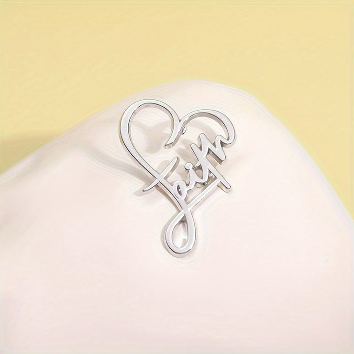 Christianartworkshop Cross & Phrase Lapel Brooch: Divine Faith Token for Clothing - Faith Heart - image 5