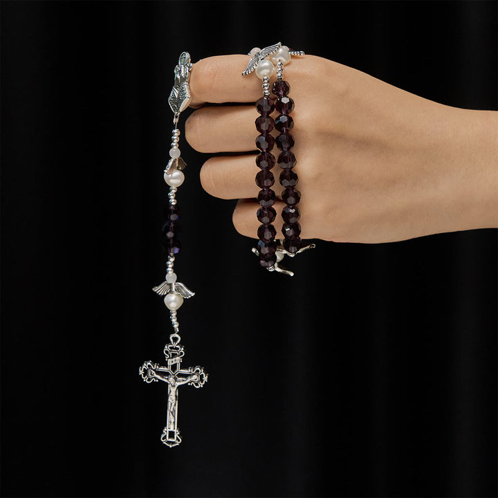 Christianartworkshop Angel-Wreathed Purple Rosary: Let Angels Weave Grace Into Your Prayers - image 1
