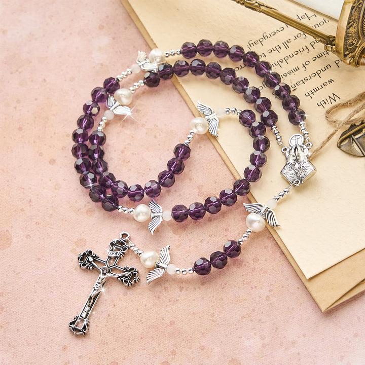 Christianartworkshop Angel-Wreathed Purple Rosary: Let Angels Weave Grace Into Your Prayers - image 4