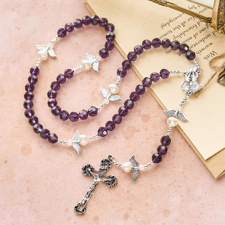 Christianartworkshop Angel-Wreathed Purple Rosary: Let Angels Weave Grace Into Your Prayers - image 0