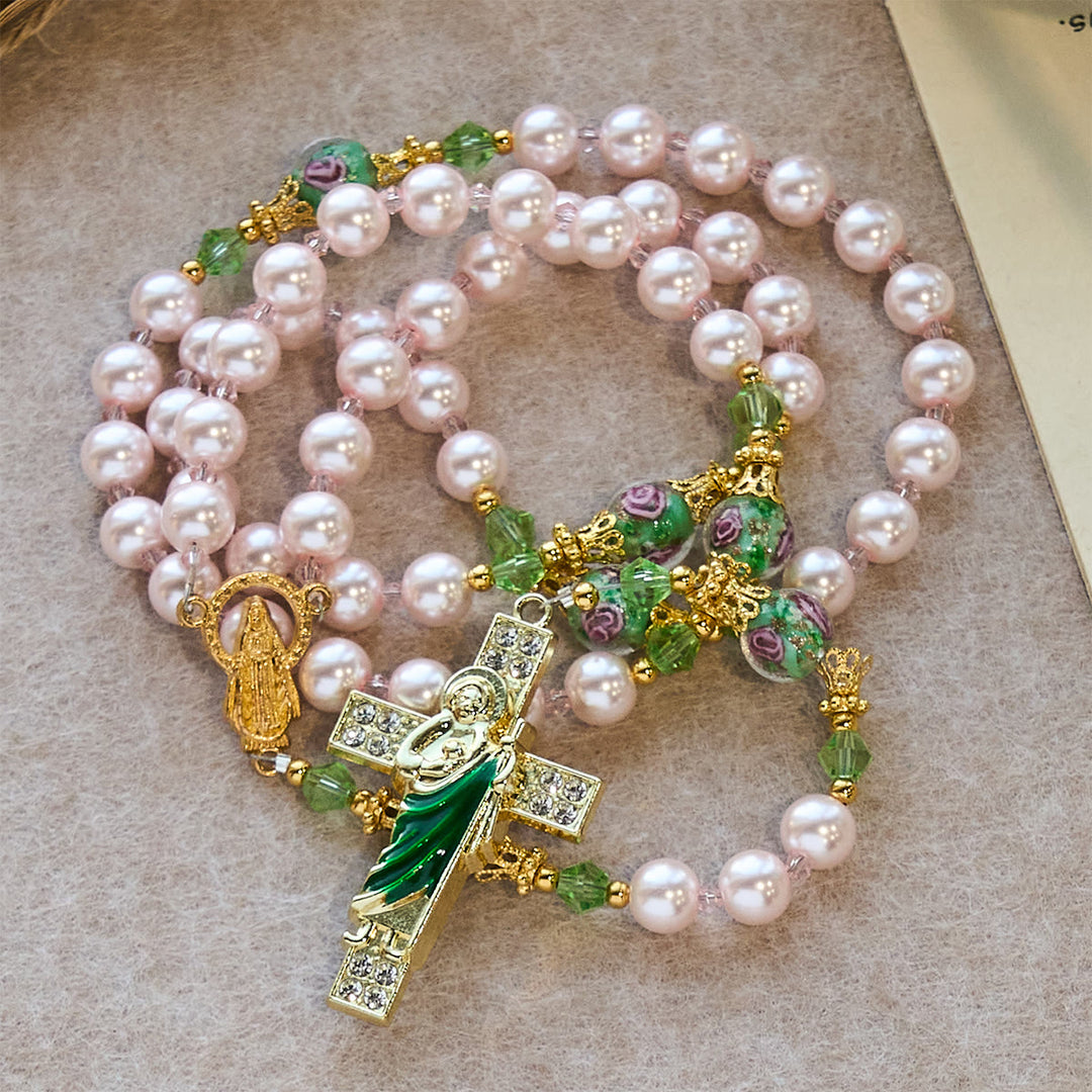 FREE Today: Heavenly Pink Beads St. Benedict Devotion Rosary with Floral Beads of Sacred Grace - image 4