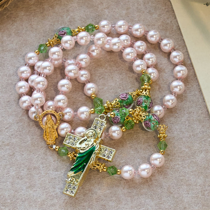 FREE Today: Heavenly Pink Beads St. Benedict Devotion Rosary with Floral Beads of Sacred Grace - image 4