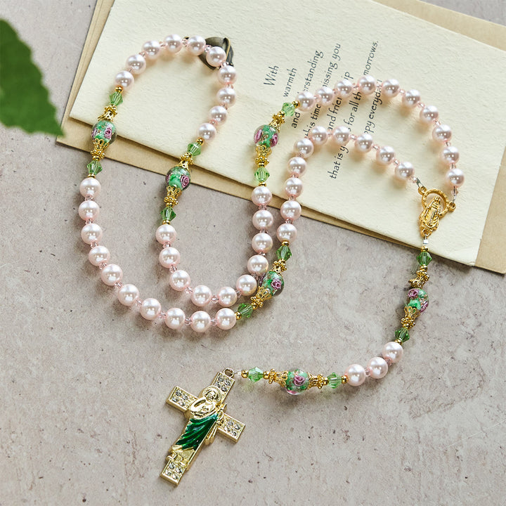 FREE Today: Heavenly Pink Beads St. Benedict Devotion Rosary with Floral Beads of Sacred Grace - image 1