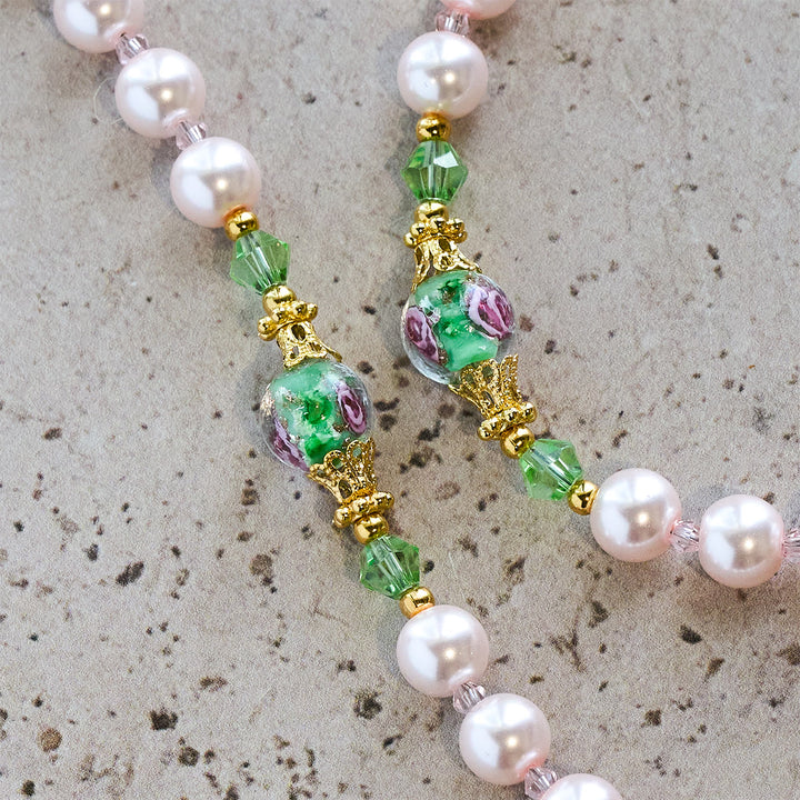 Christianartworkshop Heavenly Pink Beads St. Benedict Devotion Rosary with Floral Beads of Sacred Grace - image 9