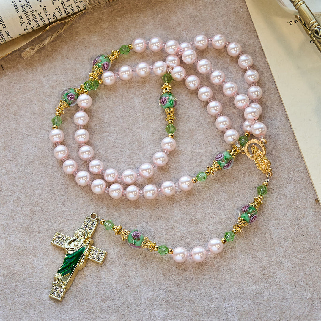 FREE Today: Heavenly Pink Beads St. Benedict Devotion Rosary with Floral Beads of Sacred Grace - image 3