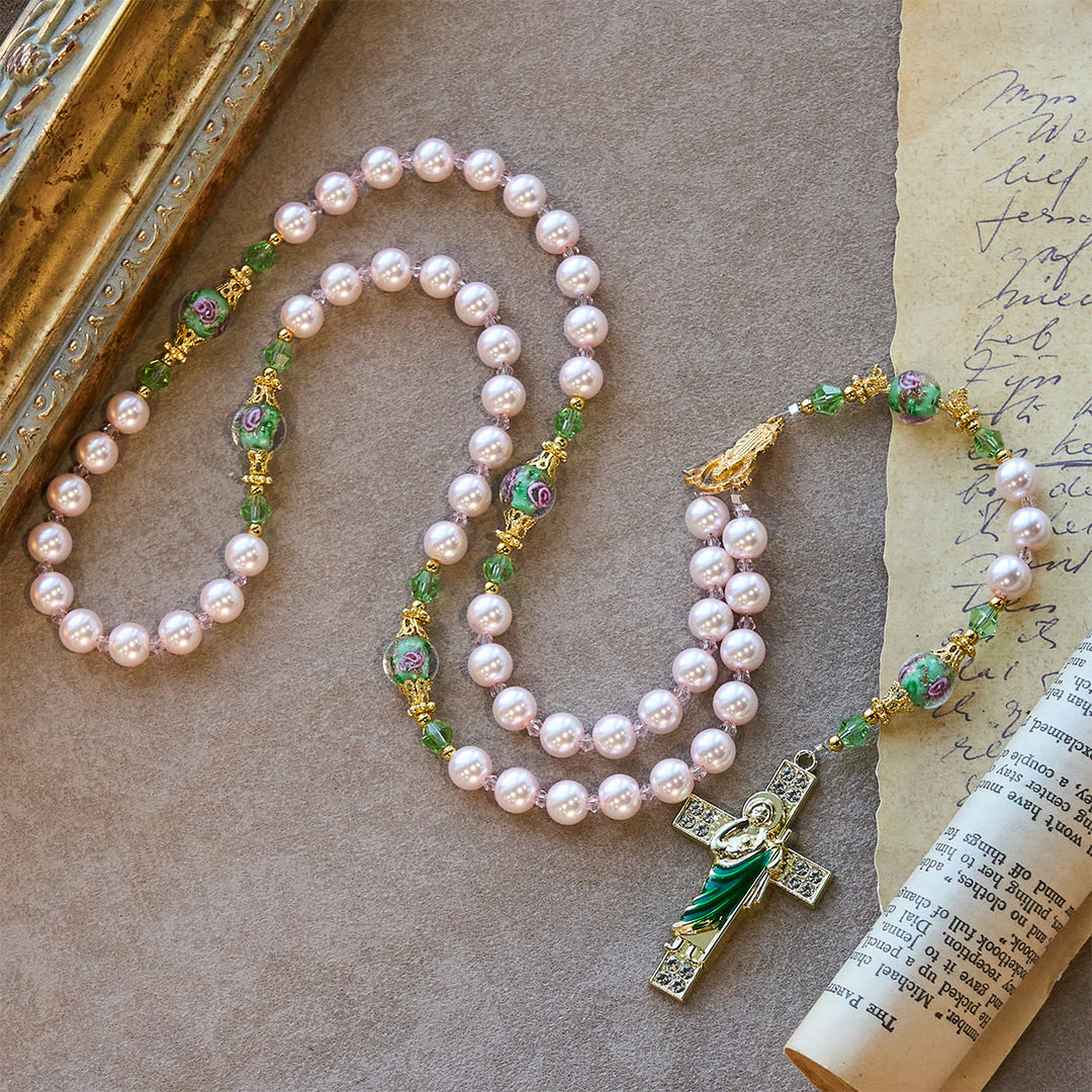 FREE Today: Heavenly Pink Beads St. Benedict Devotion Rosary with Floral Beads of Sacred Grace - image 5