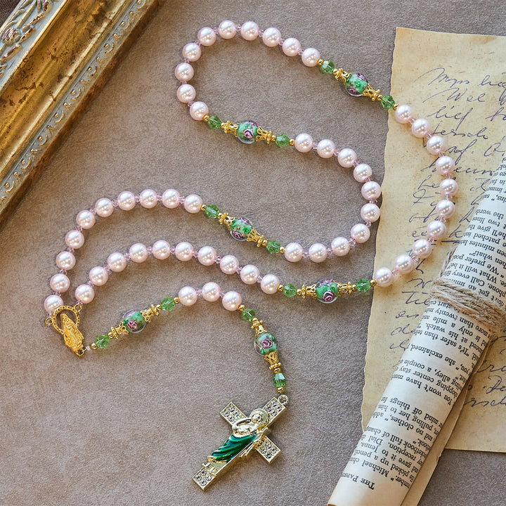 FREE Today: Heavenly Pink Beads St. Benedict Devotion Rosary with Floral Beads of Sacred Grace - image 6