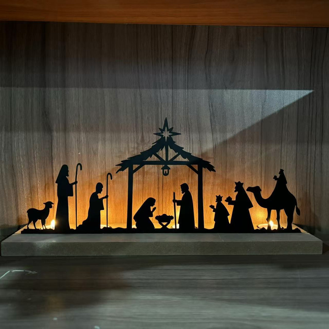 Christianartworkshop Bethlehem Star Nativity Iron Decor: Constant Wonder Reminder for Homes - Black - 16.54''*3.94''*7.48''/42*10*19cm - image 0