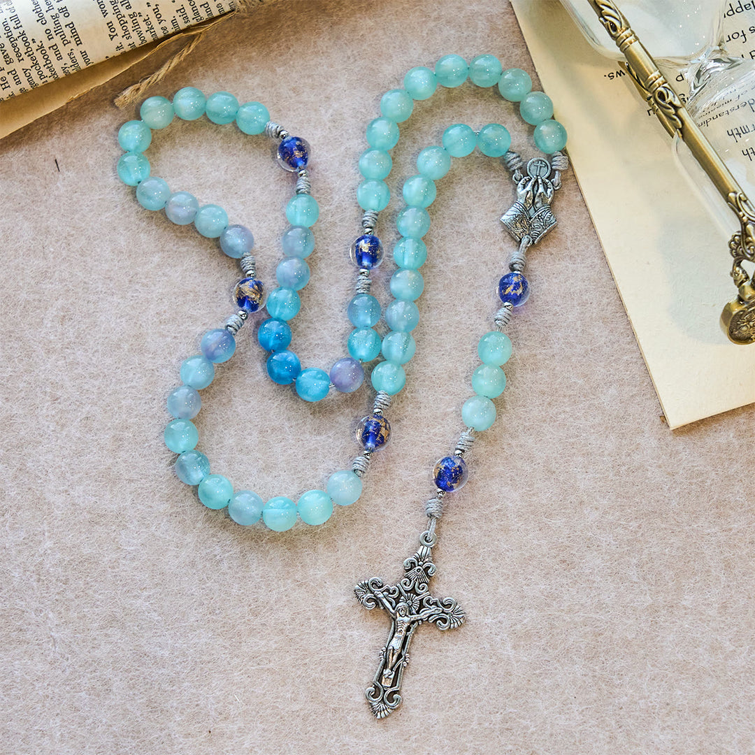 FREE Today: Aqua Starlight UV-Color Shift Cyan Rosary: Christ Cross & Light-Responsive Devotion - image 3