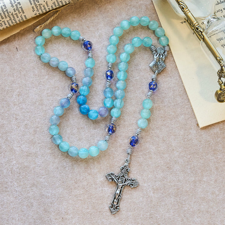 FREE Today: Aqua Starlight UV-Color Shift Cyan Rosary: Christ Cross & Light-Responsive Devotion - image 3