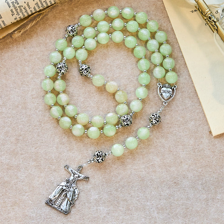 Christianartworkshop Green-to-Red UV Changing Rosary: Starlight Beads & Devotional Christ Cross - image 7