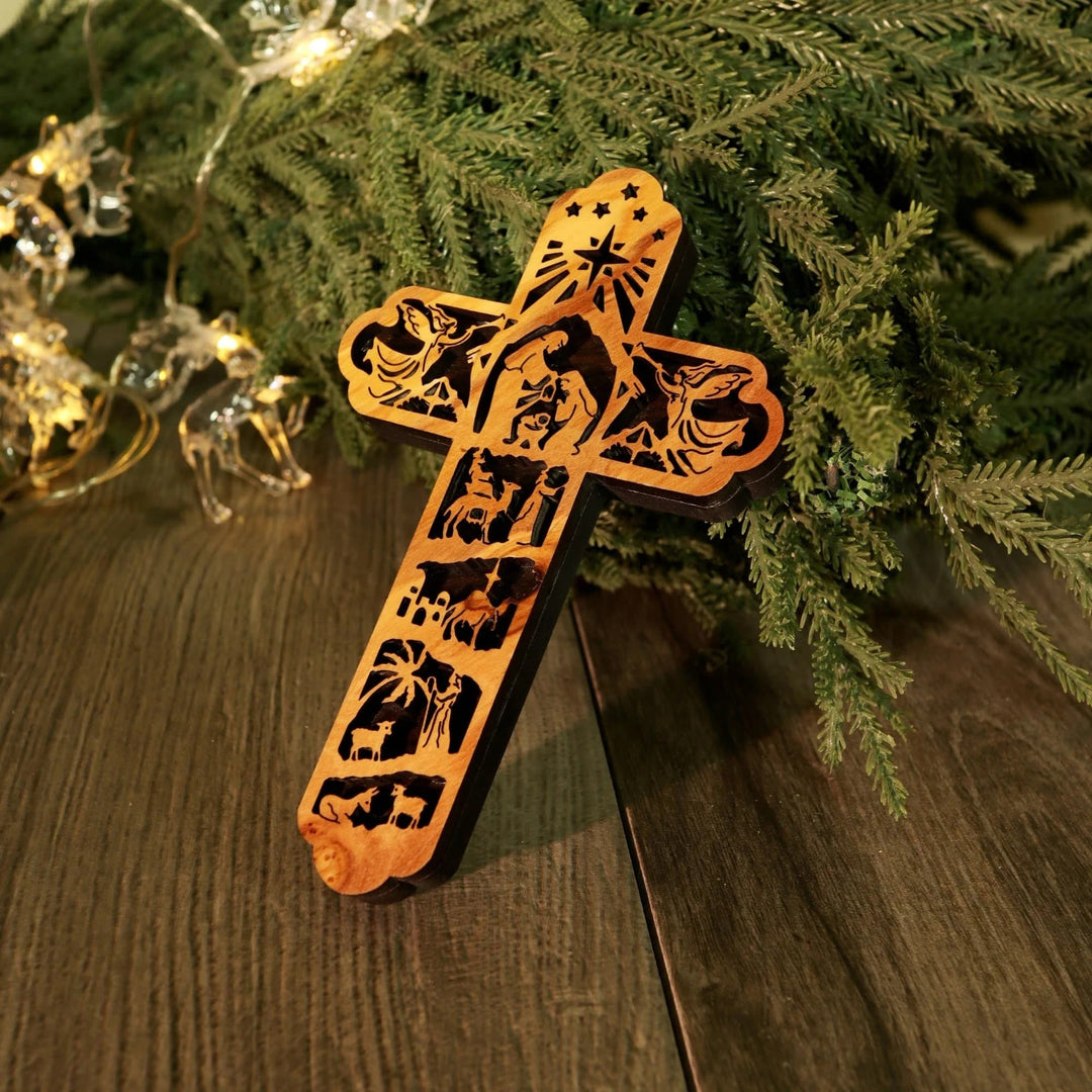 Christianartworkshop Intricate Cross Nativity Hanging Decor: Constant Grace Reminder for Homes - 3.46''*5.98''/8.8*15.2cm - image 0