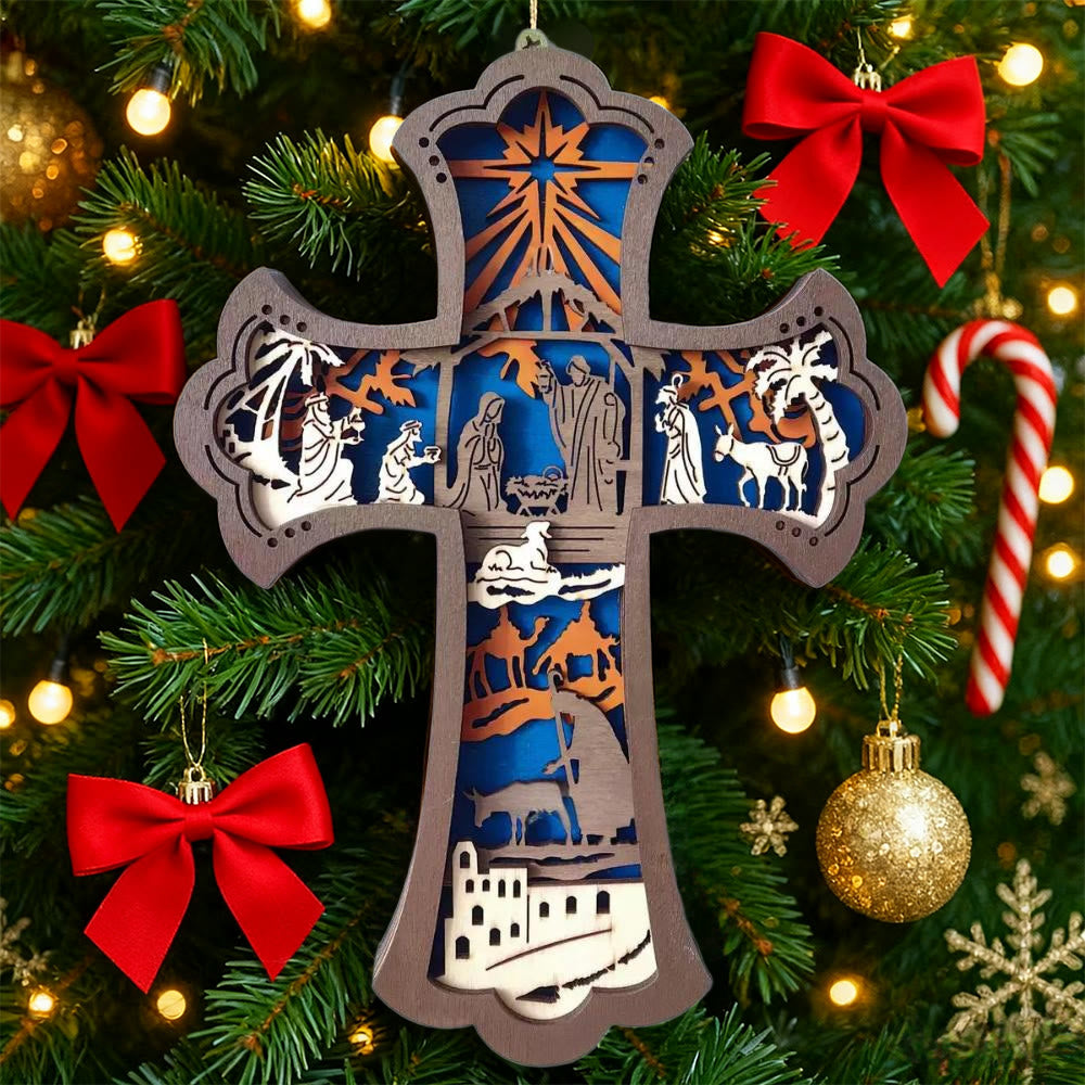 Christianartworkshop Colorful Cross & Nativity Hanging Decor: Stylish Faith Token for Holiday Displays - Cross - image 0