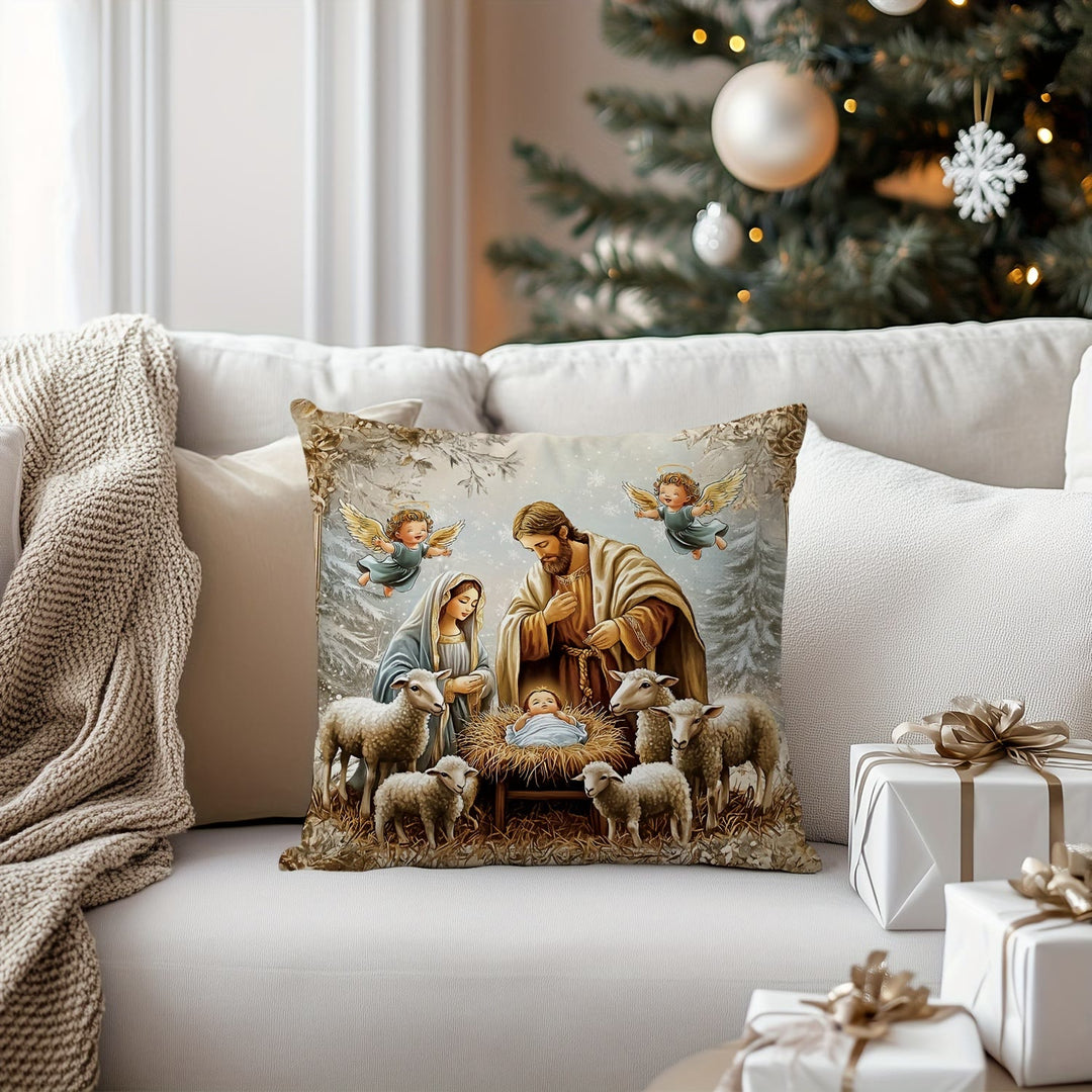 Christianartworkshop Nativity Themed Pillow of 4: Quiet Companion for Living Areas - image 1