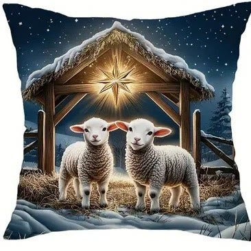 Christianartworkshop Soft Snowy Nativity Pillow: Portable Reminder of Gentle Grace - C - 19.7''*19.7''/50*50cm - image 8