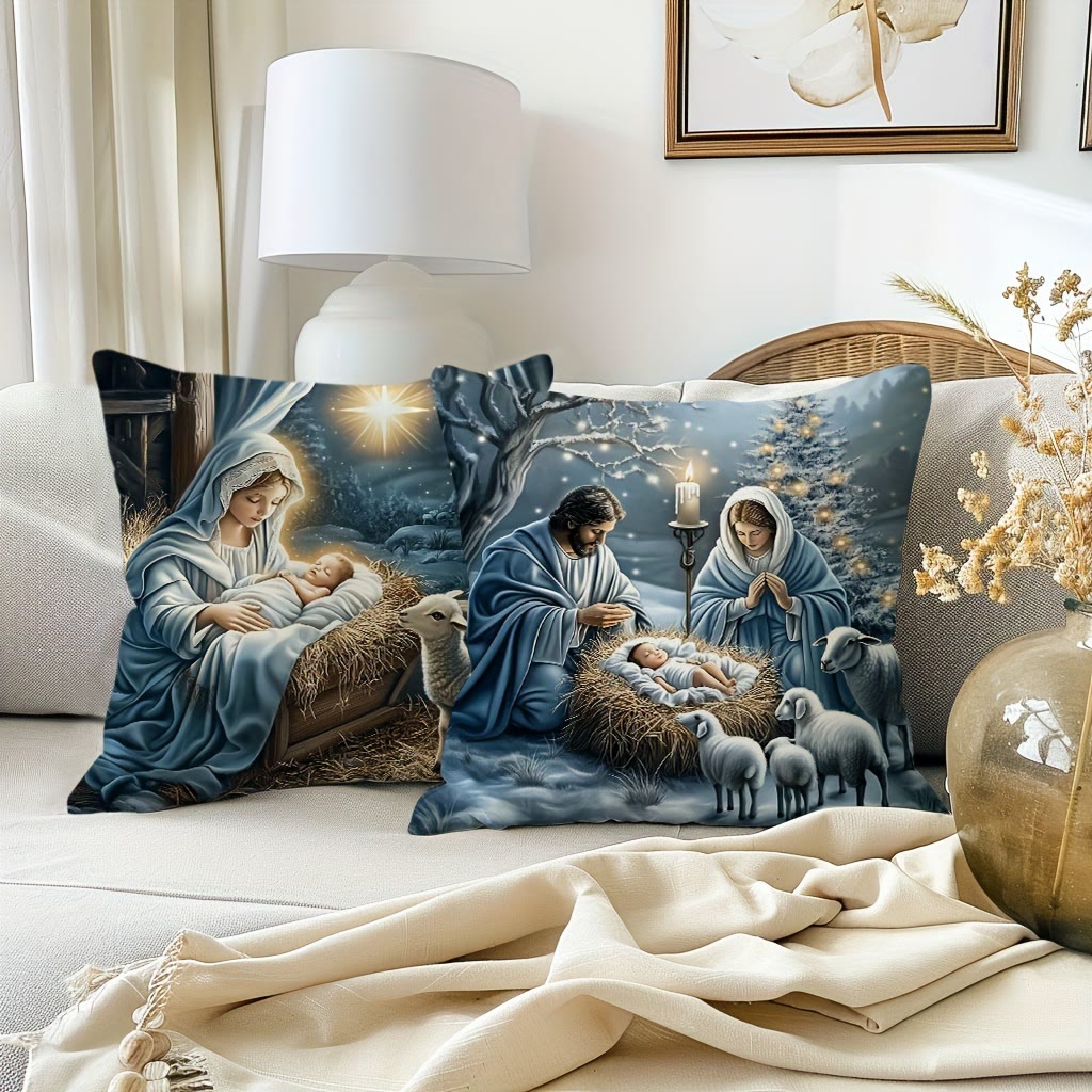 Christianartworkshop Soft Snowy Nativity Pillow: Portable Reminder of Gentle Grace - image 3