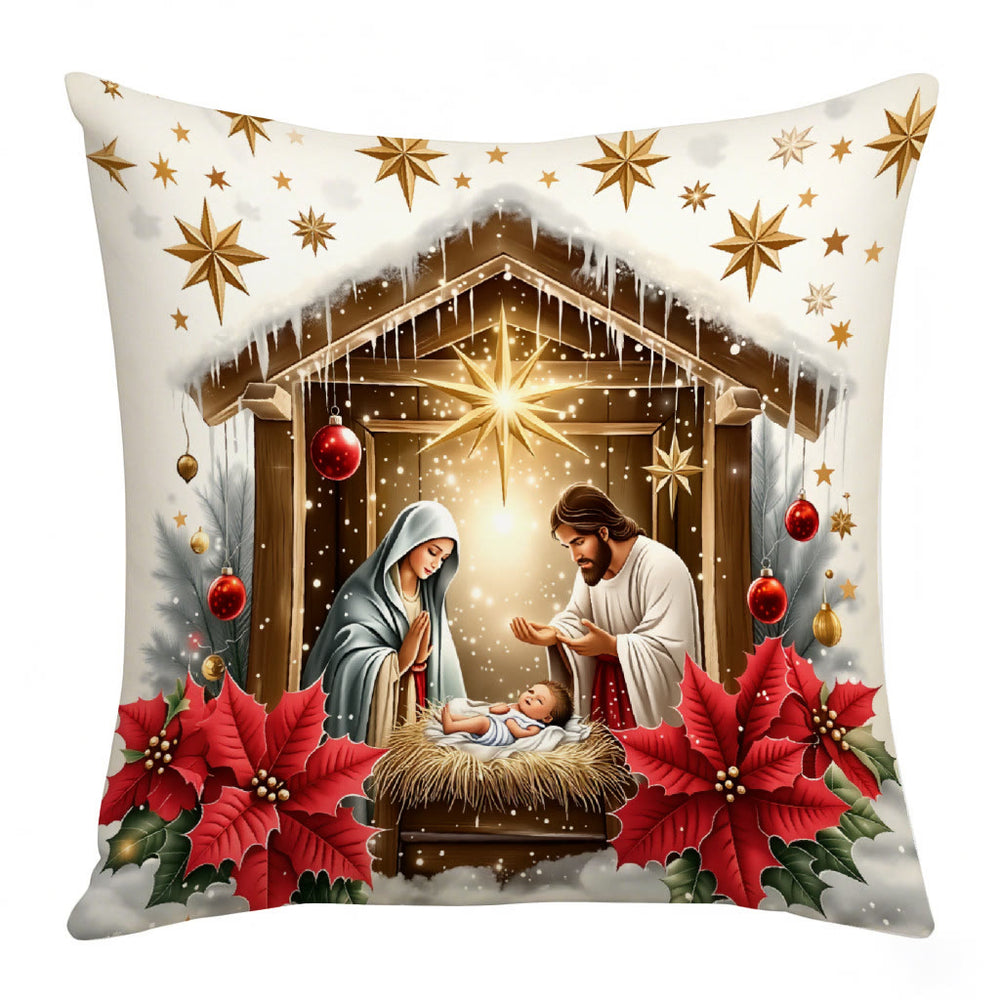 Christianartworkshop Festive Nativity Pillow Set: Faith & Holiday Joy Reminder for Spaces - A - 19.7''*19.7''/50*50cm - image 1