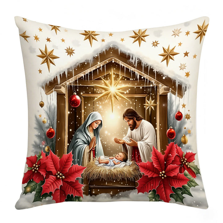 Christianartworkshop Festive Nativity Pillow Set: Faith & Holiday Joy Reminder for Spaces - A - 19.7''*19.7''/50*50cm - image 1