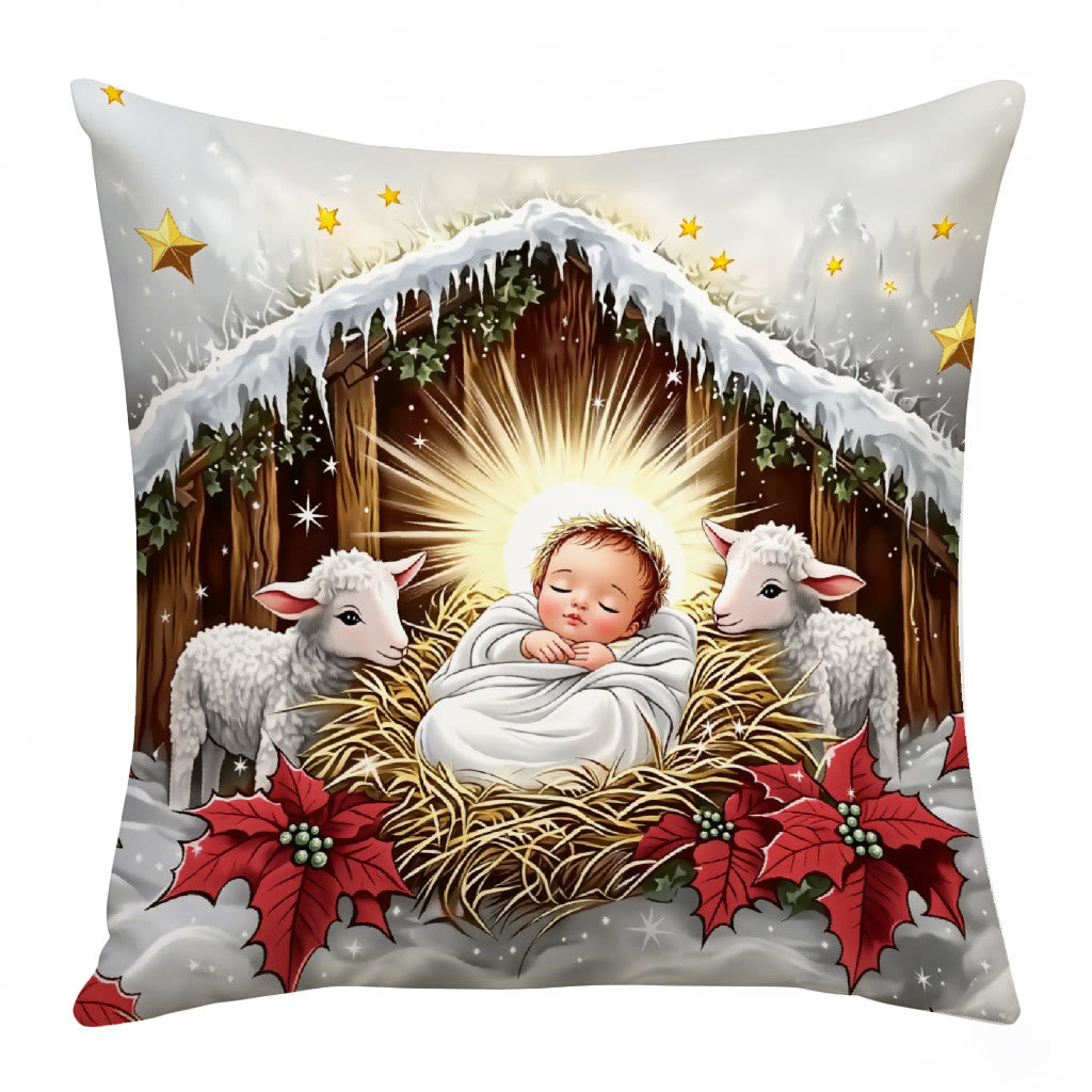 Christianartworkshop Festive Nativity Pillow Set: Faith & Holiday Joy Reminder for Spaces - B - 19.7''*19.7''/50*50cm - image 5