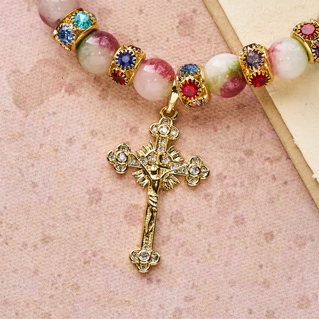 Christianartworkshop Devotional Tourmaline Sparkling Bracelet with Ornate Golden Crucifix - image 7